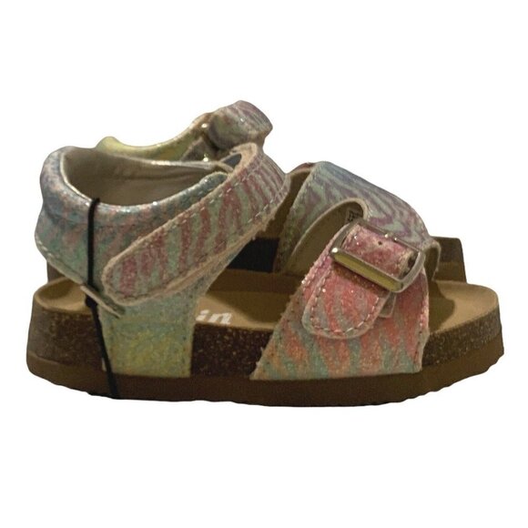 Austin Trading Co Girls 5D Sandals Pastel Glitter Faux Suede Footbed - Picture 3 of 11
